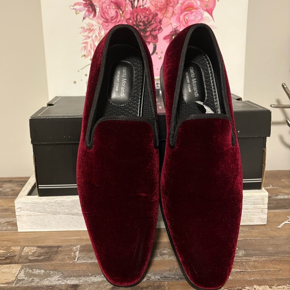 Carlo Morandi Burgundy Velvet Loafers, NIB - Picture 1 of 6